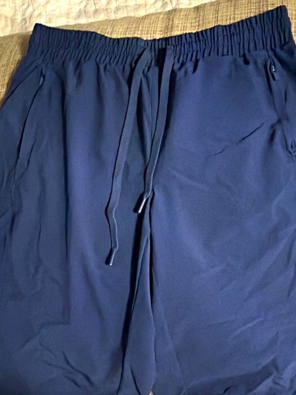 Apana Women’s Blue Jogger Pants M Elastic Waist Drawstring Pockets Stretch